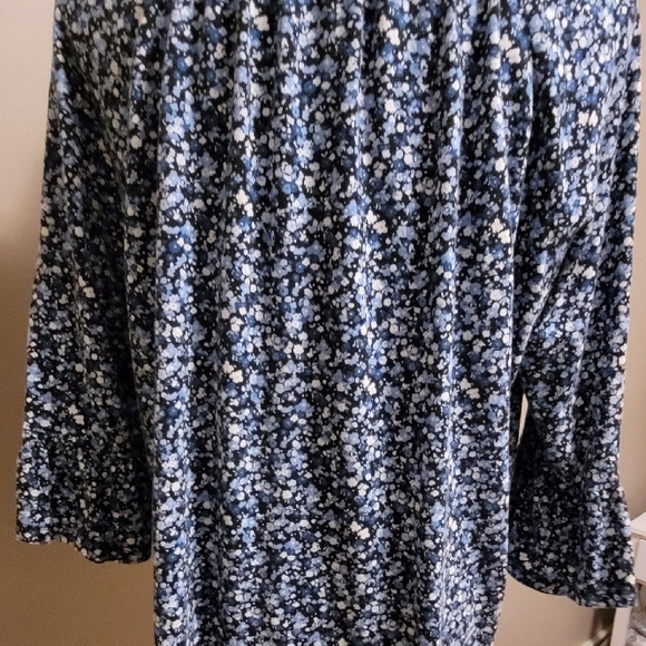 Michael Kors Blue 3/4 Sleeve Ruffled Blouse - Picture 3 of 5